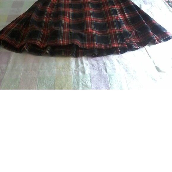 Vintage Red Tartan Plaid Kilt Skirt - Picture 2 of 5